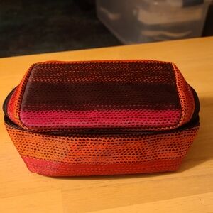 Thirty-One Vibrant Striped Cosmetic Case